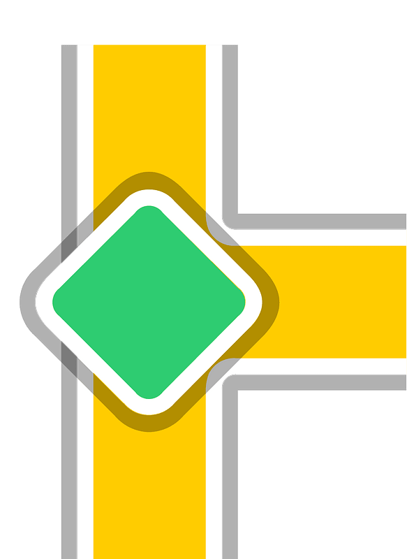 Yellow road green sign