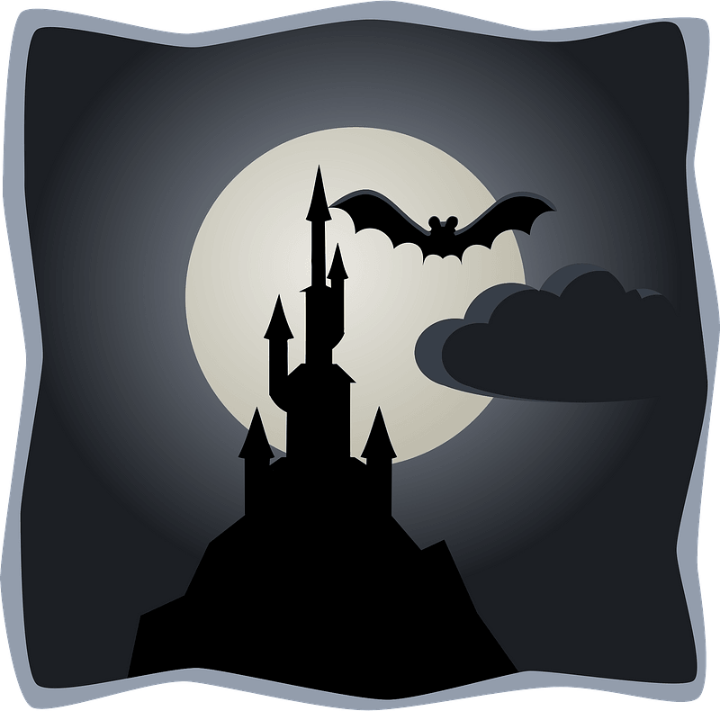Spooky castle in full moon
