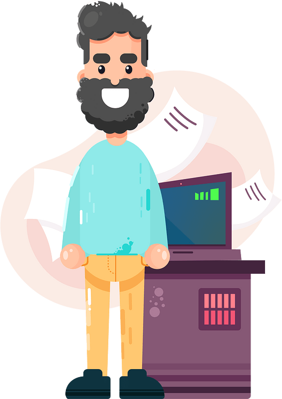 Office writer man smiling