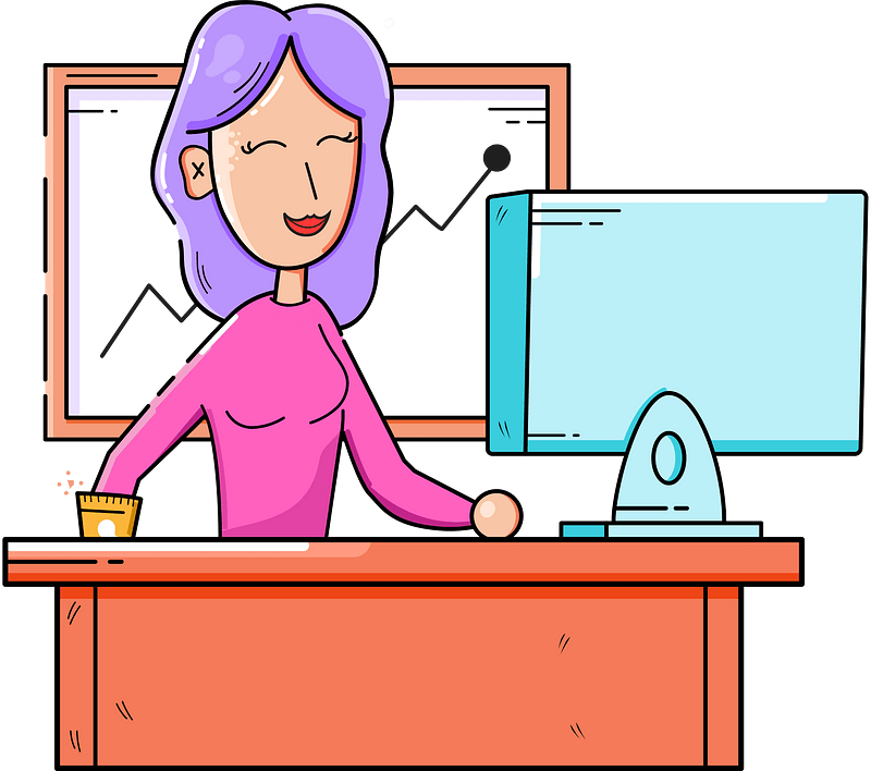 Work woman computer table
