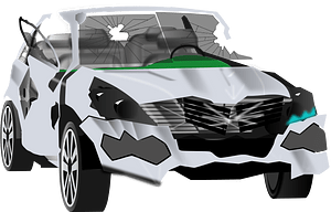 White broken car