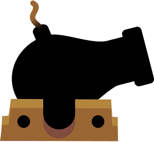 Bombard cannon with barrel up