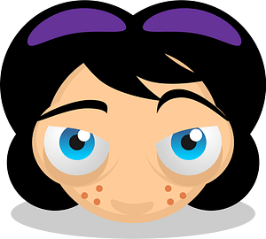 Black haired staring eyes woman face