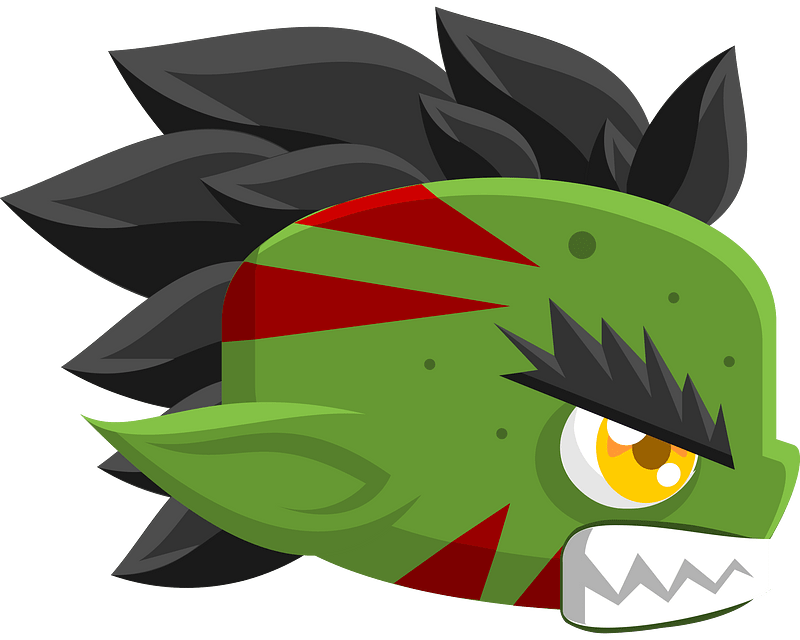 Green angre ogre face