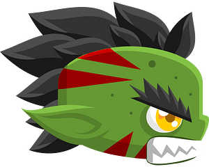 Green angre ogre face