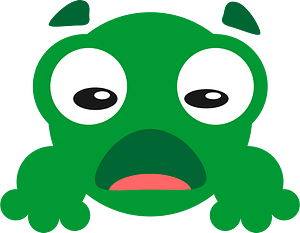 Green staring eyes frog face