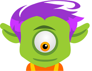 Purple hair green cyclops