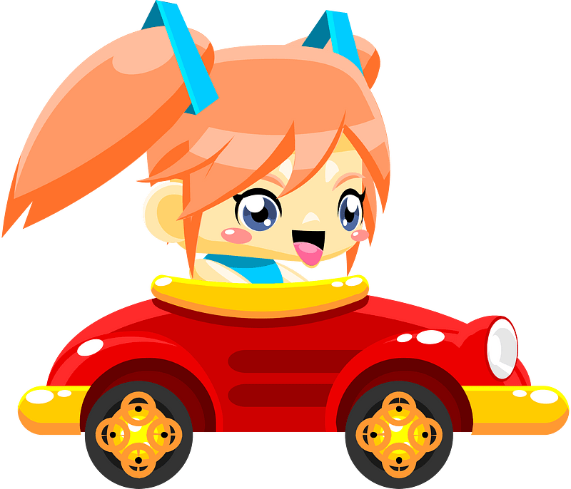 Red car pink rider