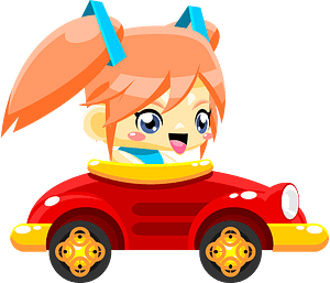 Red car pink rider