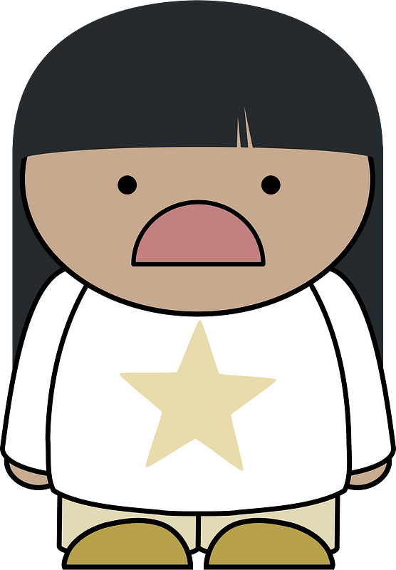 Long black haired disappointed girl