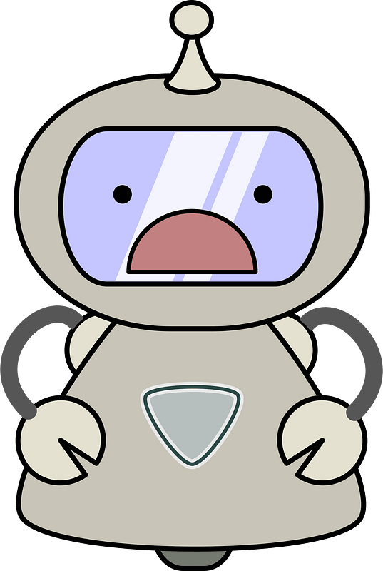 Grey disappointed robot