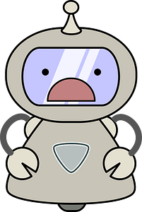 Grey disappointed robot