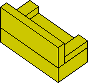 Yellow sofa up right