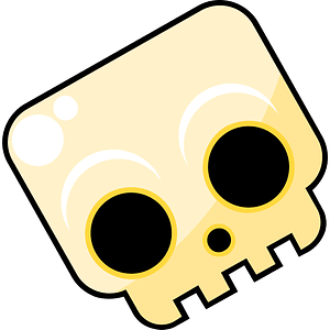 White outlined skull