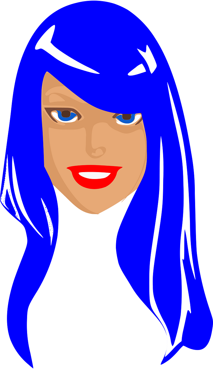 Blue hair head