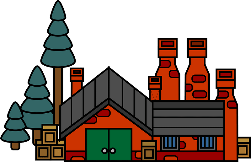 Black roof red house