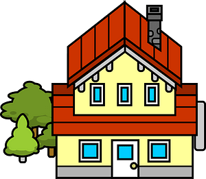 Red roof yellow house