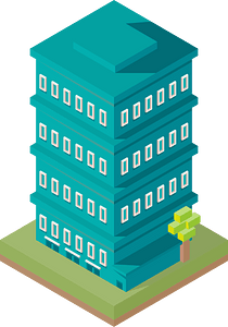 Blue multistorey house