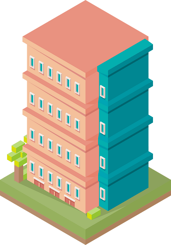 Pink multistorey house