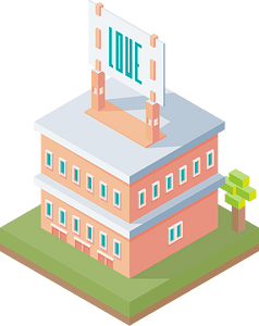 Pink multistorey house
