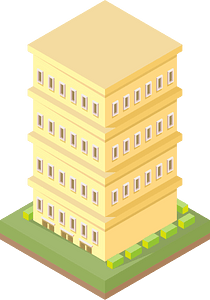 Yellow multistorey house