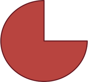 Red three quarters circle