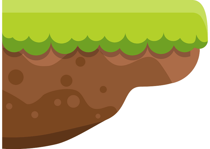 Brown soil green grass