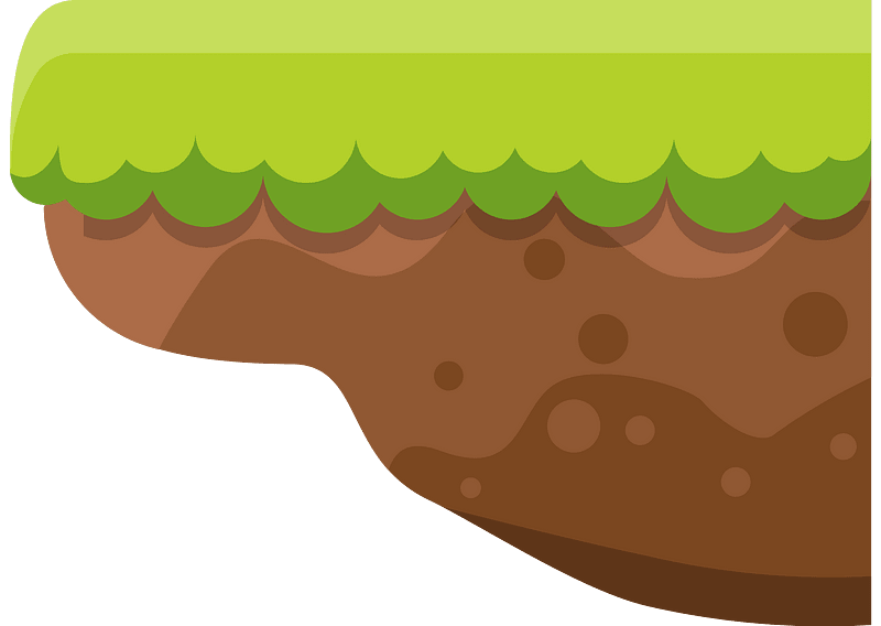 Brown soil green grass