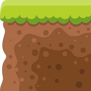 Brown soil green grass