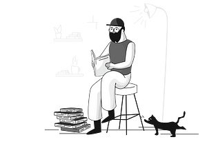 Study from books black and white