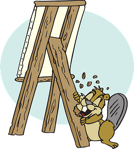 Beaver gnawing easel