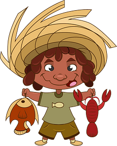 Little fisherman with a catch