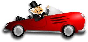 Retro sport car with a gentleman driver