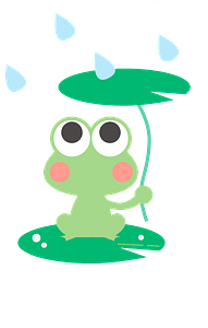 Cute frog with leaf