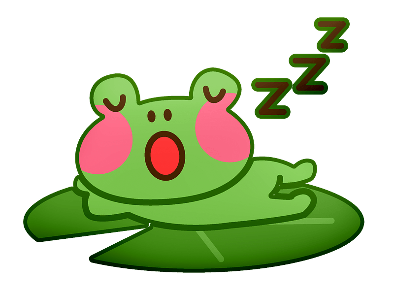 Frog sleeping on a leaf