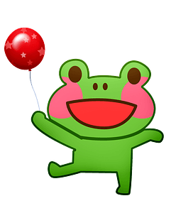 Frog with red balloon