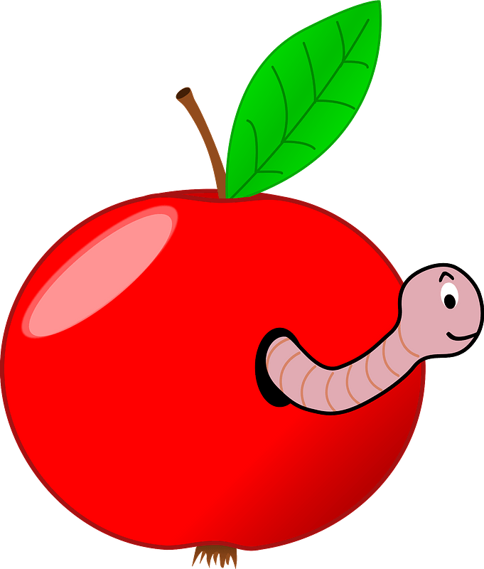 Red apple with a worm