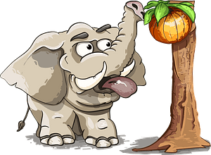 Elephant with fruit tree