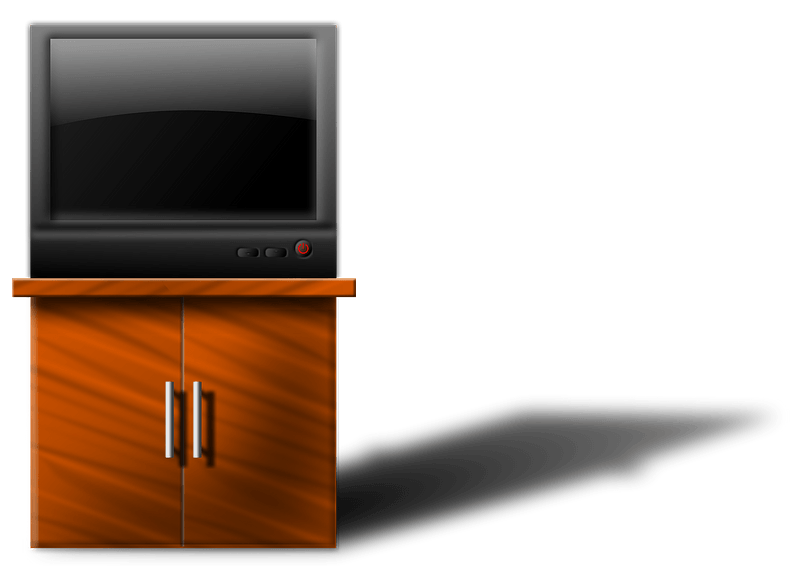 TV set on a cabinet