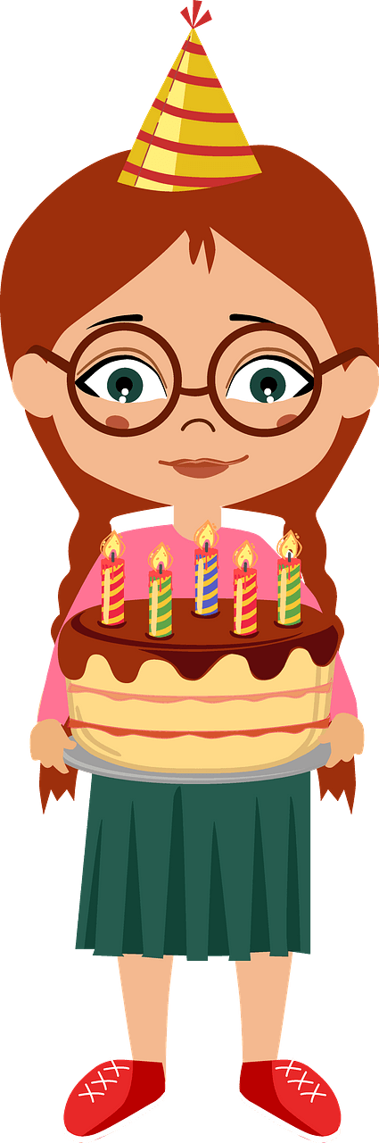 Birthday girl with a cake