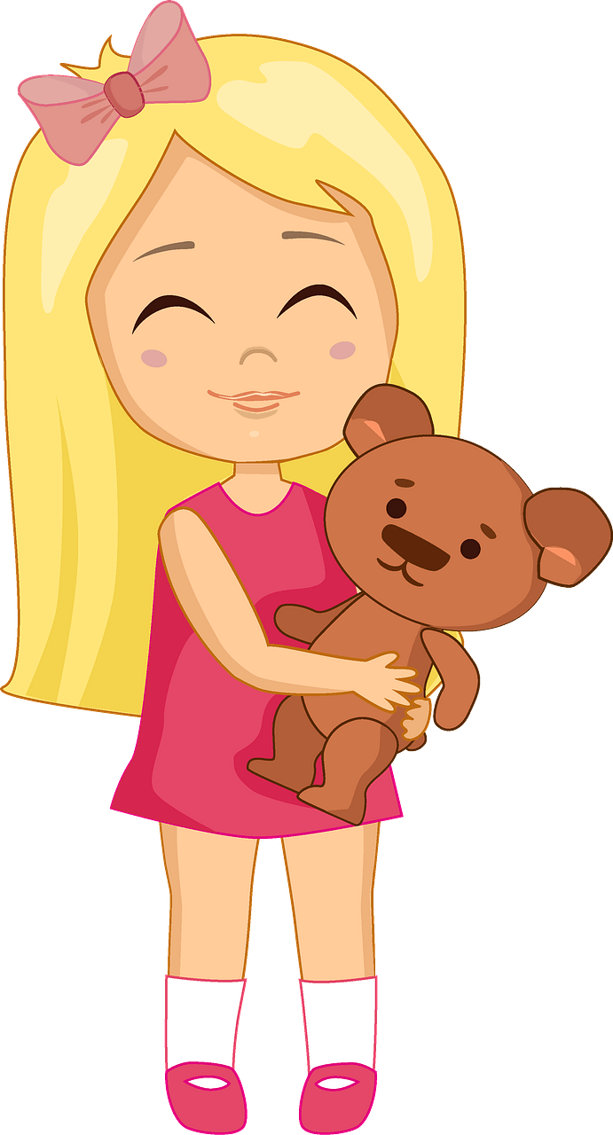 Birthday girl with her Teddy bear
