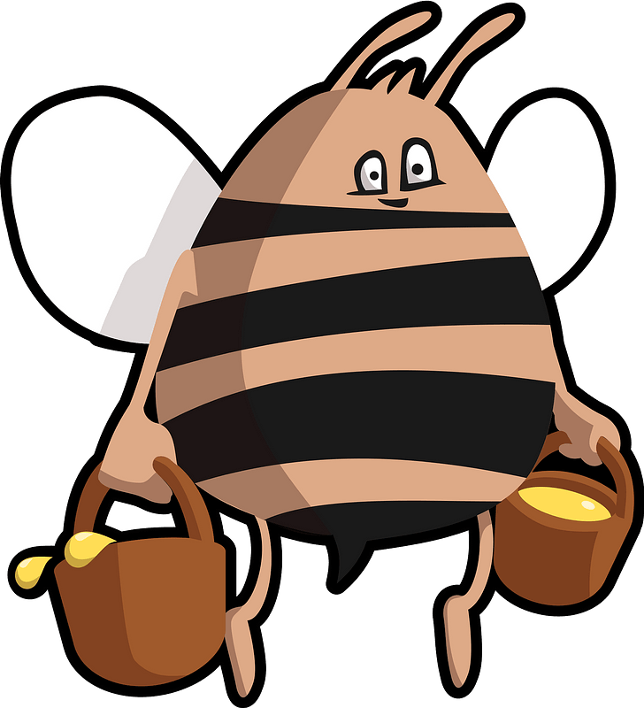 Fat bee with honey pots