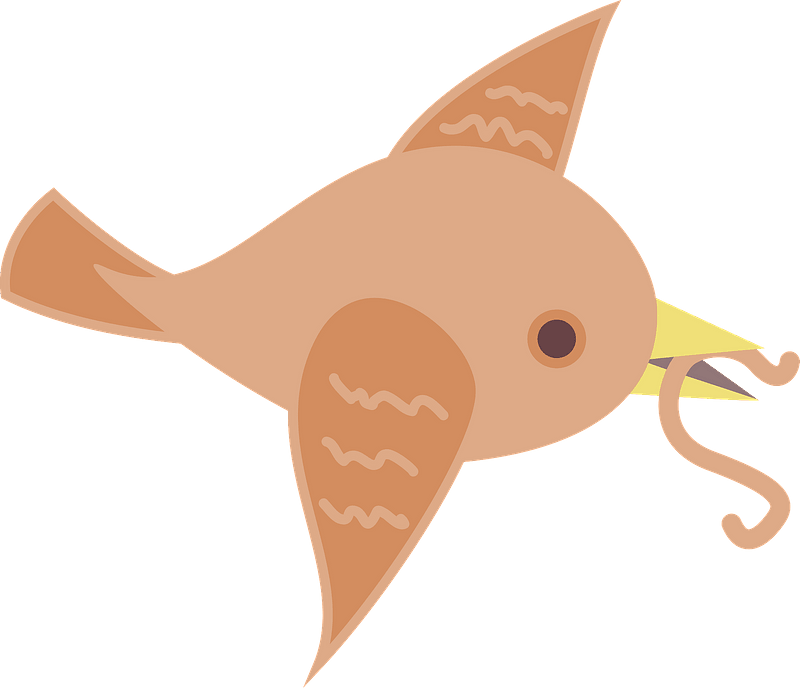 Bird with worm in mouth