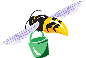 Bee with green bucket