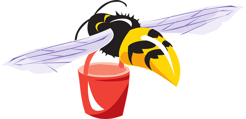 Bee with red bucket
