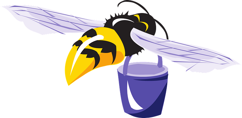 Bee with purple bucket