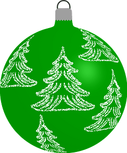 Simple Green with Christmas Tree Pattern Christmas Ornament