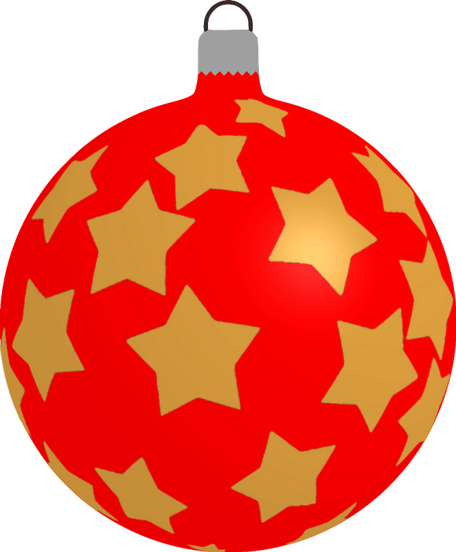 Simple Red with Gold Star Pattern Christmas Ornament