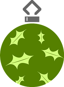 Simple Green with Leaf Pattern Christmas Ornament 