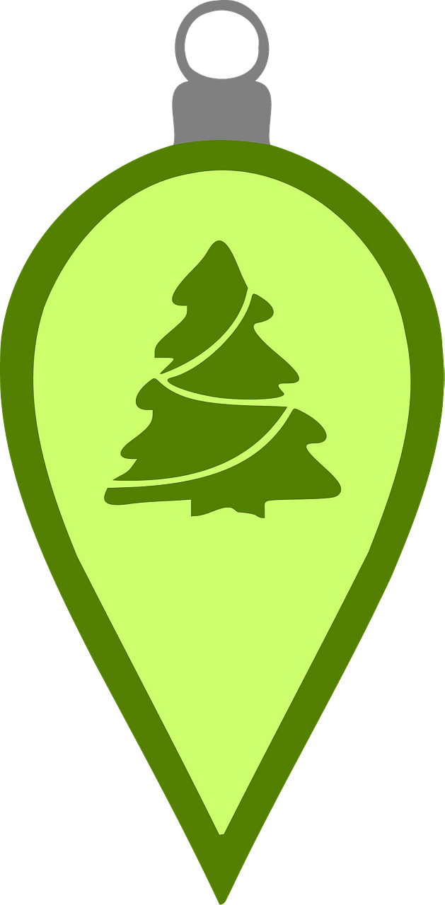 Simple Green Christmas Bulb with Christmas Tree